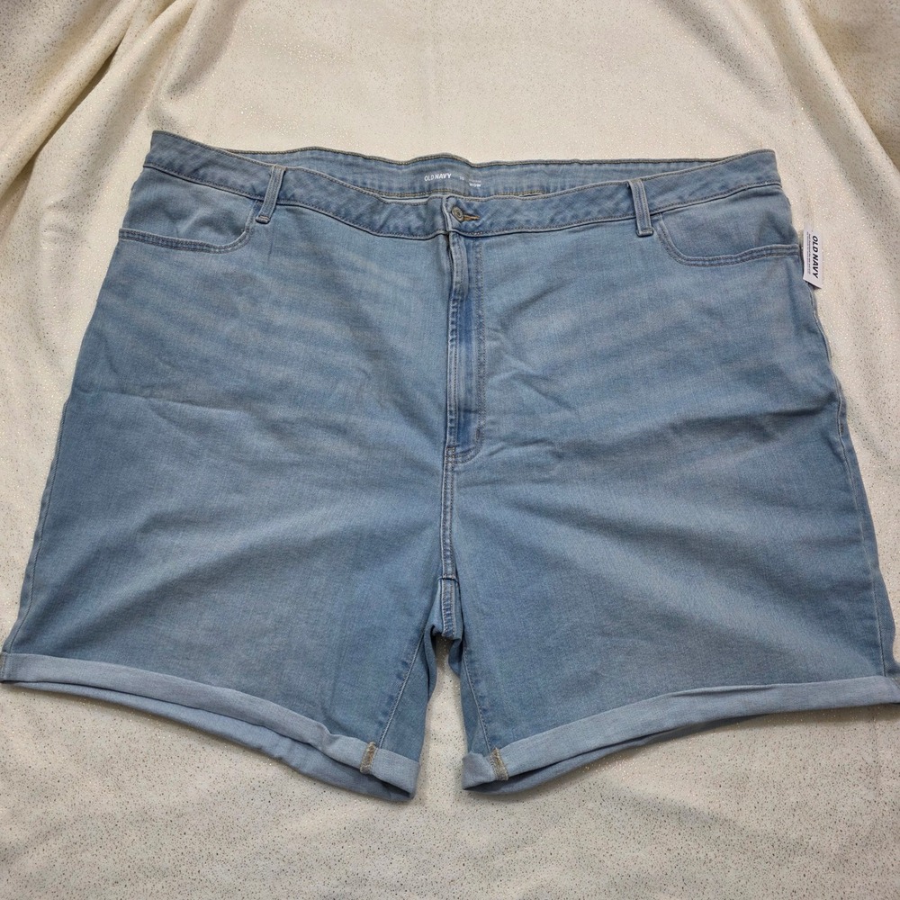 Old Navy Women Denim Shorts High-Rise Wow Light Wash Rolled Hem Size 30 Plus New